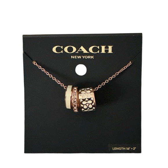 Coach Women's Rose Gold and Black Pendant Necklace - Picture 1 of 3